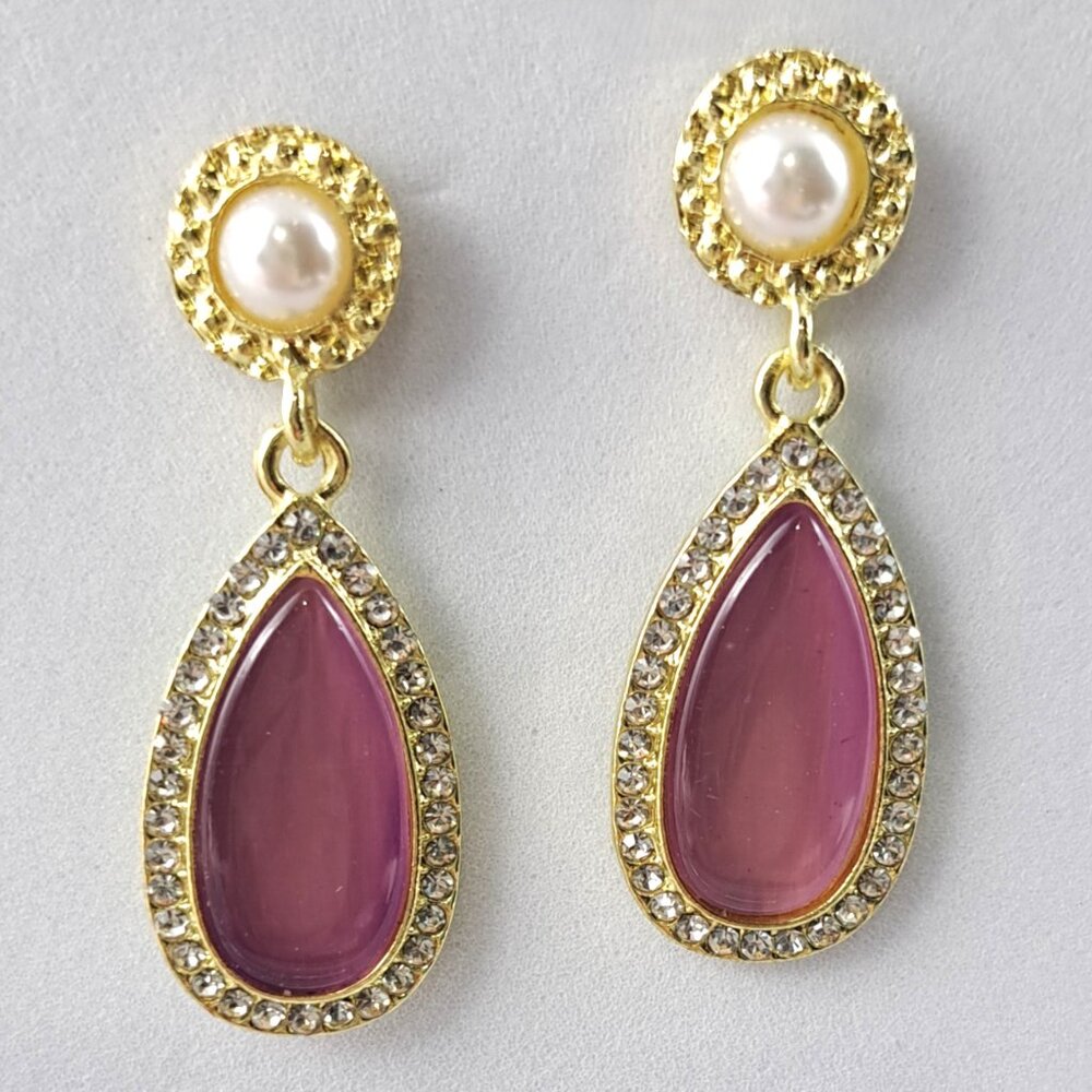 Dusty Rose Pearl Drop Earrings